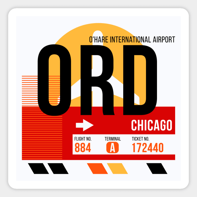 Chicago O'Hare (ORD) Airport // Sunset Baggage Tag Magnet by Now Boarding